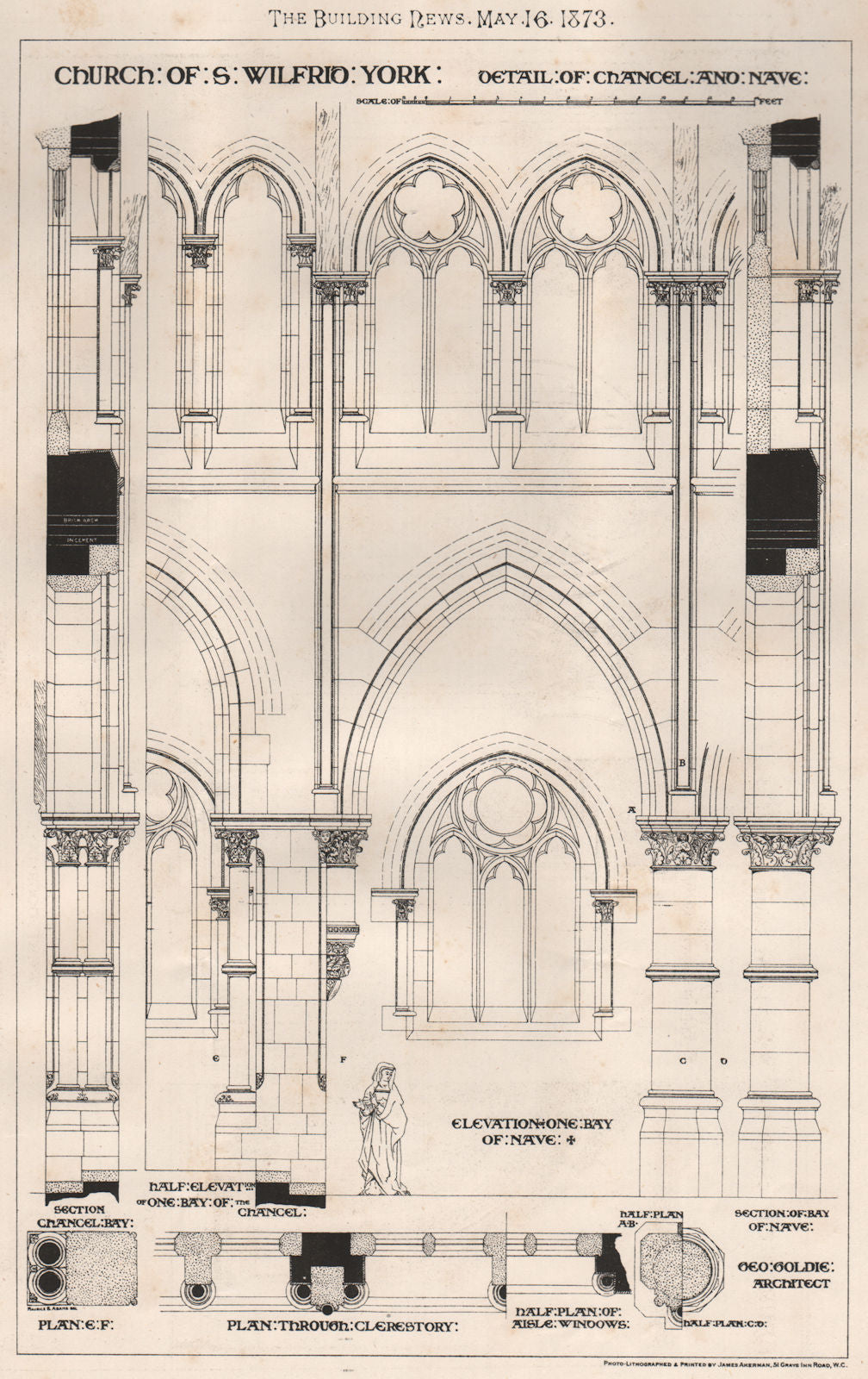 St Wilfrid's church, York; Chancel & Nave; G. Goldie, Architect. Yorkshire 1873